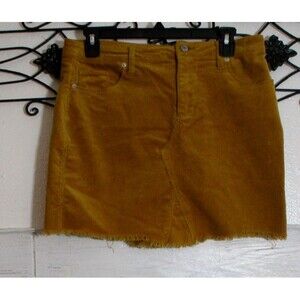 Love Tree Women's Corduroy Mini Skirt Size L Mustard Pockets
